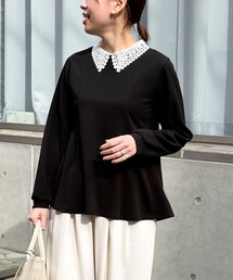 MICO COULIER | カットジョーゼット襟レースブラウス（襟取り外し可能）(シャツ/ブラウス)