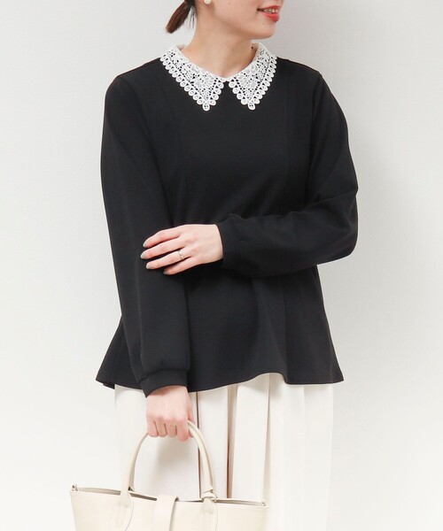 MICO COULIER（ミコクリエ）の「カットジョーゼット襟レースブラウス（襟取り外し可能）（シャツ/ブラウス・レディース・オフホワイト/ブラック/グレイッシュベージュ・38）」の8枚目の写真