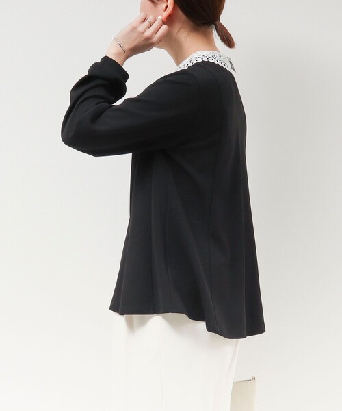 MICO COULIER（ミコクリエ）の「カットジョーゼット襟レースブラウス（襟取り外し可能）（シャツ/ブラウス・レディース・オフホワイト/ブラック/グレイッシュベージュ・38）」の10枚目の写真