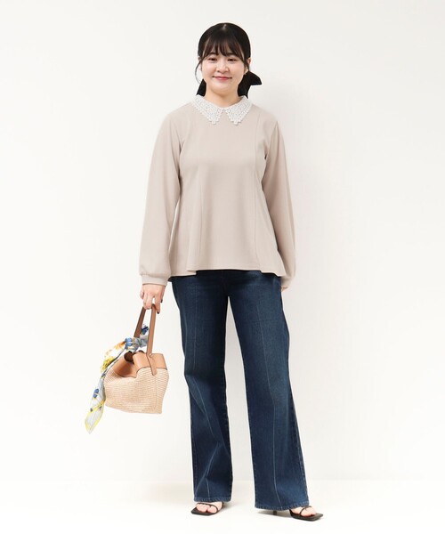 MICO COULIER（ミコクリエ）の「カットジョーゼット襟レースブラウス（襟取り外し可能）（シャツ/ブラウス・レディース・オフホワイト/ブラック/グレイッシュベージュ・38）」の13枚目の写真