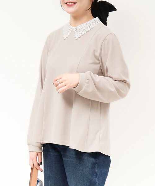 MICO COULIER（ミコクリエ）の「カットジョーゼット襟レースブラウス（襟取り外し可能）（シャツ/ブラウス・レディース・オフホワイト/ブラック/グレイッシュベージュ・38）」の16枚目の写真