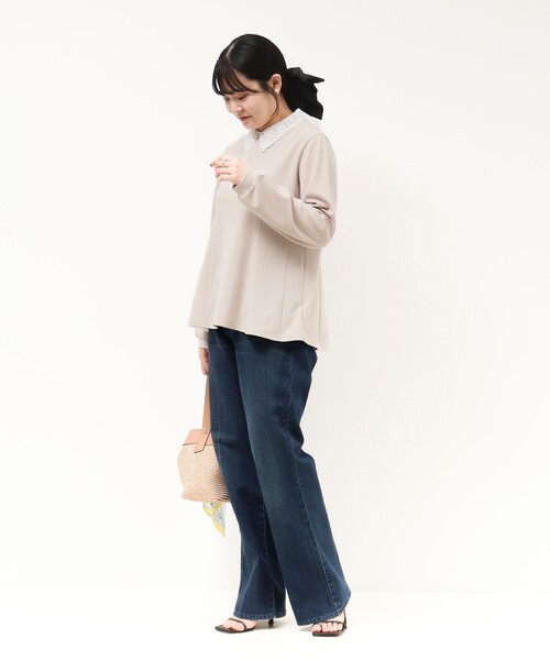 MICO COULIER（ミコクリエ）の「カットジョーゼット襟レースブラウス（襟取り外し可能）（シャツ/ブラウス・レディース・オフホワイト/ブラック/グレイッシュベージュ・38）」の17枚目の写真