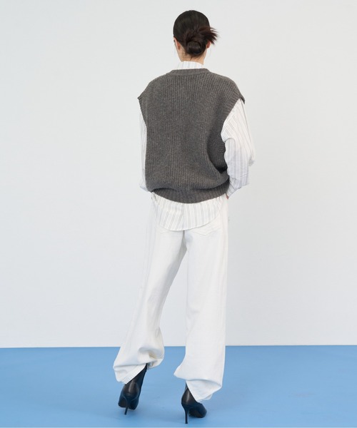 NUJOH(ヌゾ)の「Zip Rib Knit Vest / ジップリブニットベスト(ベスト・レディース・グレー/ネイビー/ベージュ/チャコールグレー・FREE)」の15枚目の写真