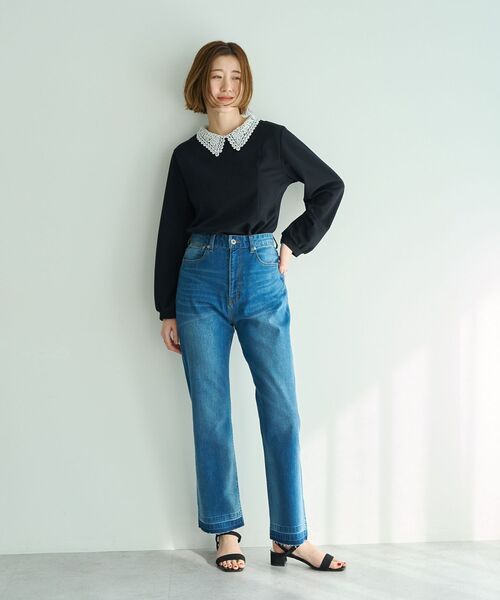 YECCA VECCA（イェッカヴェッカ）の「カットオフストレッチデニムパンツ（デニムパンツ・レディース・インディゴブルー/ダークインディゴブルー・S/M/L）」の10枚目の写真