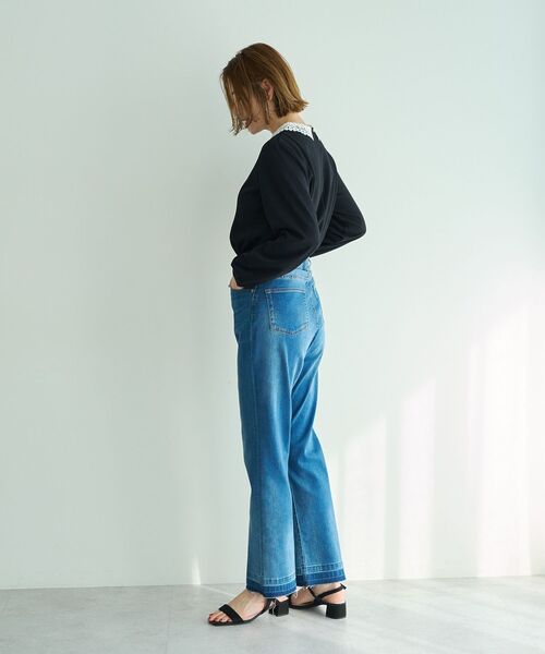 YECCA VECCA（イェッカヴェッカ）の「カットオフストレッチデニムパンツ（デニムパンツ・レディース・インディゴブルー/ダークインディゴブルー・S/M/L）」の11枚目の写真