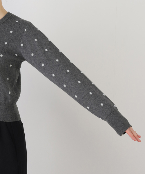 EDIT. FOR LULU(エディットフォールル)の「ドット カーディガン(ニット/セーター・レディース・グレー・FREE)」の4枚目の写真