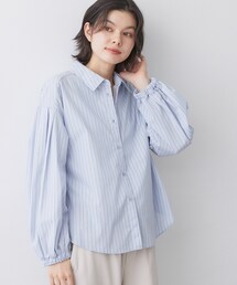 【洗える】バルーンスリーブバンドカラーシャツ