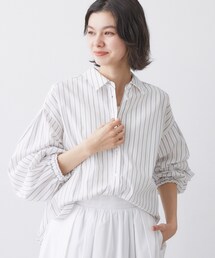 【洗える】バルーンスリーブバンドカラーシャツ