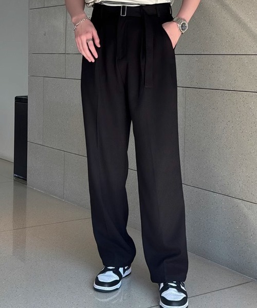 Belted Tuck Wide Slacks Pants ベルト付き ワイド タックスラックス