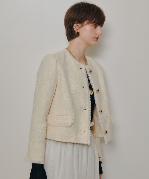 allureville（アルアバイル）の「ツィードノーカラージャケット（ノーカラージャケット・レディース・ネイビー/アイボリー/ブラック系その他・2/1）」の5枚目の写真