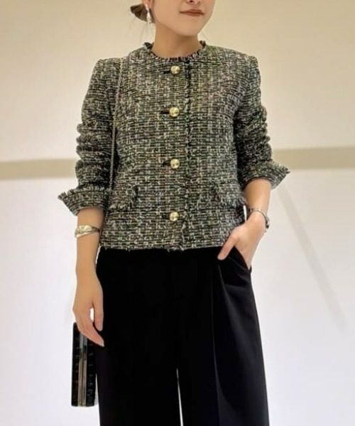 allureville（アルアバイル）の「ツィードノーカラージャケット（ノーカラージャケット・レディース・ネイビー/アイボリー/ブラック系その他・2/1）」の3枚目の写真