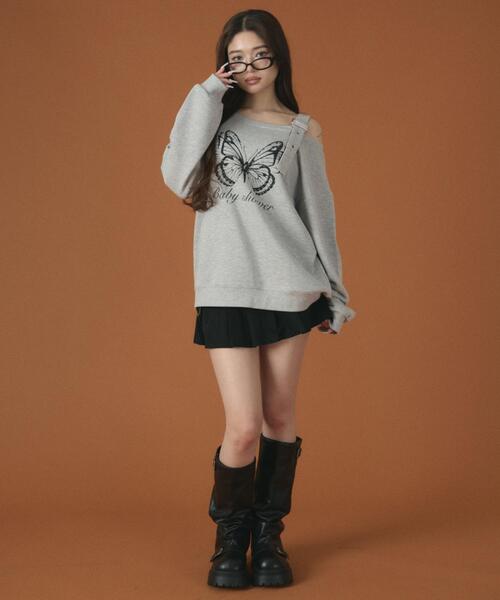 dispark（ディスパーク）の「DISPARK/【26年春新作】ベルトショルダーグラフィックスウェット（スウェット・レディース・ホワイト/ブラック/グレー・FREE）」の16枚目の写真