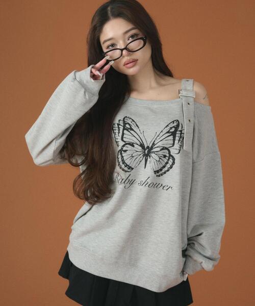 dispark（ディスパーク）の「DISPARK/【26年春新作】ベルトショルダーグラフィックスウェット（スウェット・レディース・ホワイト/ブラック/グレー・FREE）」の21枚目の写真