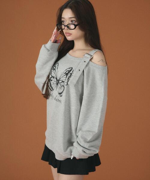 dispark（ディスパーク）の「DISPARK/【26年春新作】ベルトショルダーグラフィックスウェット（スウェット・レディース・ホワイト/ブラック/グレー・FREE）」の22枚目の写真