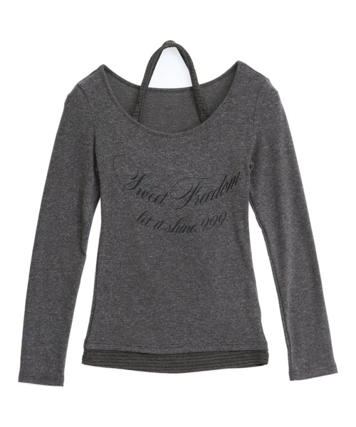 ANAP(アナップ)の「ホルターネックドッキングプリントトップス(Tシャツ/カットソー・レディース・グレー/ホワイト/ブラック・F)」の18枚目の写真