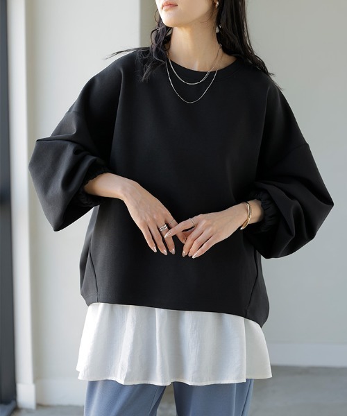 HUG.U(ハグユー)の「「 重ねても単品でも◎ 」 スウェット × キャミソール 2点セット(スウェット・レディース・ライトグレー/ブラック/グレイッシュベージュ/クリーム・FREE)」の1枚目の写真