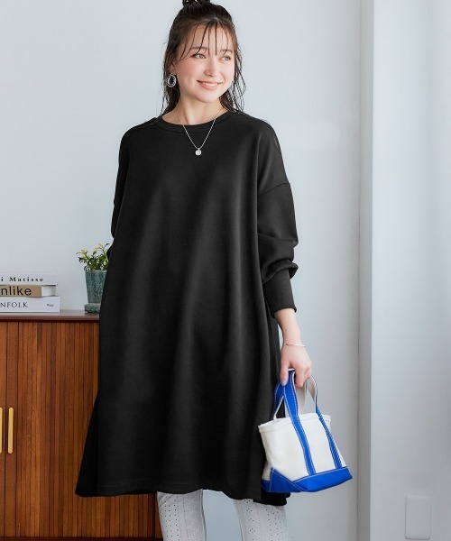 SMILE LAND(スマイルランド)の「<大きいサイズ>ゆるシルエットダンボールニットAラインチュニック(その他トップス・レディース・グレイッシュブルー/チャコールグレー/ブラック・5L~6L/3L~4L/L~LL)」の18枚目の写真