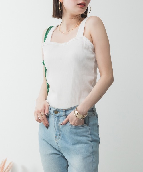 aity(アイティ)の「M-4L 2×2リブ チューブトップキャミソール 夏服(キャミソール・レディース・ベージュ/カーキ/ブラック/オフホワイト/杢グレー・3L/LL/L/M/4L)」の2枚目の写真