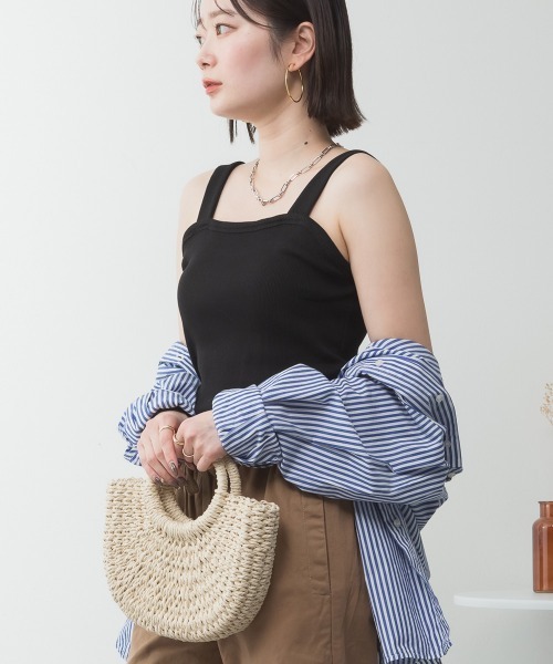 aity(アイティ)の「M-4L 2×2リブ チューブトップキャミソール 夏服(キャミソール・レディース・ベージュ/カーキ/ブラック/オフホワイト/杢グレー・3L/LL/L/M/4L)」の3枚目の写真