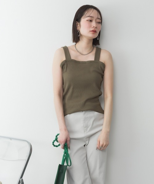 aity(アイティ)の「M-4L 2×2リブ チューブトップキャミソール 夏服(キャミソール・レディース・ベージュ/カーキ/ブラック/オフホワイト/杢グレー・3L/LL/L/M/4L)」の10枚目の写真