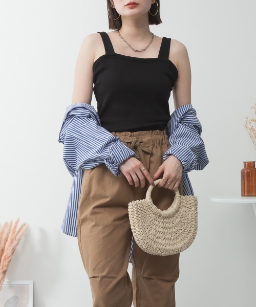 aity(アイティ)の「M-4L 2×2リブ チューブトップキャミソール 夏服(キャミソール・レディース・ベージュ/カーキ/ブラック/オフホワイト/杢グレー・3L/LL/L/M/4L)」の14枚目の写真