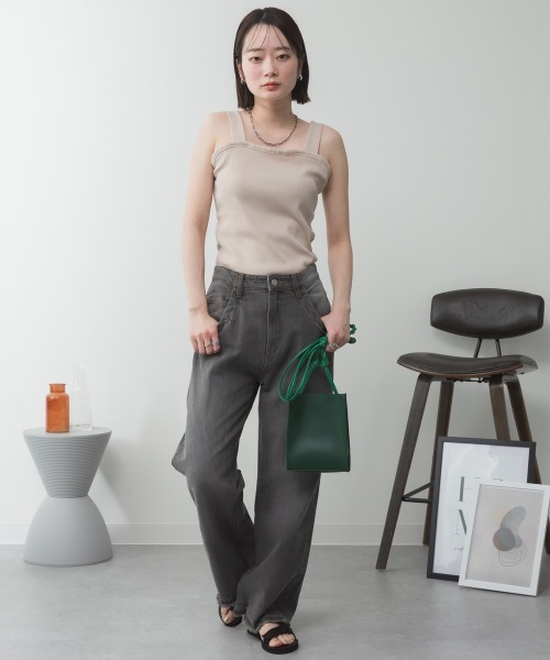 aity(アイティ)の「M-4L 2×2リブ チューブトップキャミソール 夏服(キャミソール・レディース・ベージュ/カーキ/ブラック/オフホワイト/杢グレー・3L/LL/L/M/4L)」の21枚目の写真