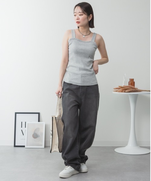 aity(アイティ)の「M-4L 2×2リブ チューブトップキャミソール 夏服(キャミソール・レディース・ベージュ/カーキ/ブラック/オフホワイト/杢グレー・3L/LL/L/M/4L)」の22枚目の写真