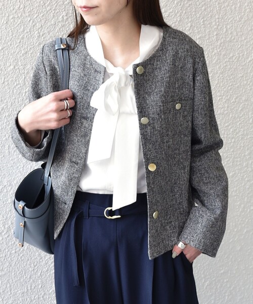 SHIPS Colors(シップス カラーズ)の「SHIPS Colors:〈手洗い可能〉シルキー ローン ボウタイ シャツ◇(シャツ/ブラウス・レディース・ダークグレー/ピンク/ホワイト・ONE SIZE)」の18枚目の写真