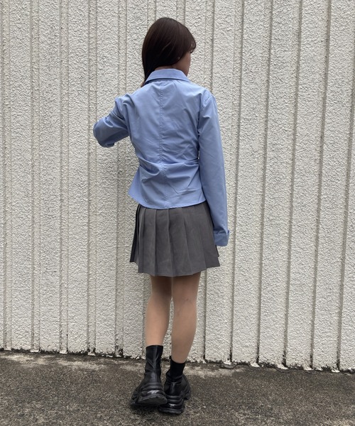 merrylatte(メリーラテ)の「WAIST TUCK CROSS SHIRT【IROHANI】(シャツ/ブラウス・レディース・ブルー・FREE)」の11枚目の写真