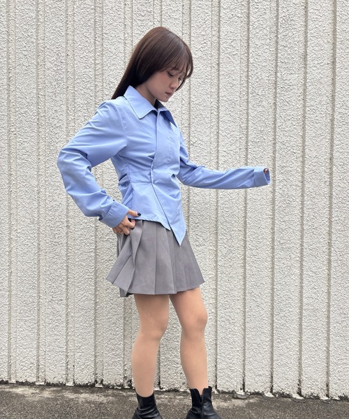 merrylatte(メリーラテ)の「WAIST TUCK CROSS SHIRT【IROHANI】(シャツ/ブラウス・レディース・ブルー・FREE)」の14枚目の写真