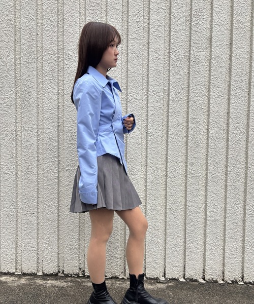 merrylatte(メリーラテ)の「WAIST TUCK CROSS SHIRT【IROHANI】(シャツ/ブラウス・レディース・ブルー・FREE)」の15枚目の写真
