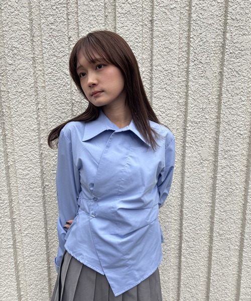 merrylatte(メリーラテ)の「WAIST TUCK CROSS SHIRT【IROHANI】(シャツ/ブラウス・レディース・ブルー・FREE)」の16枚目の写真