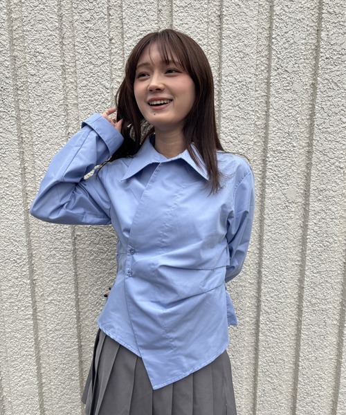 merrylatte(メリーラテ)の「WAIST TUCK CROSS SHIRT【IROHANI】(シャツ/ブラウス・レディース・ブルー・FREE)」の17枚目の写真