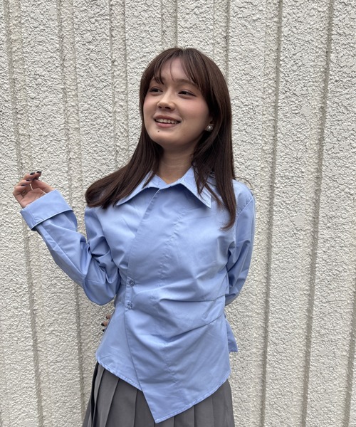 merrylatte(メリーラテ)の「WAIST TUCK CROSS SHIRT【IROHANI】(シャツ/ブラウス・レディース・ブルー・FREE)」の18枚目の写真
