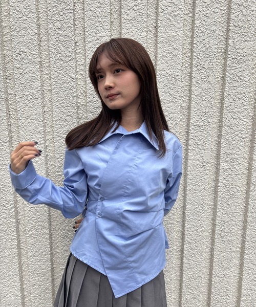 merrylatte(メリーラテ)の「WAIST TUCK CROSS SHIRT【IROHANI】(シャツ/ブラウス・レディース・ブルー・FREE)」の19枚目の写真