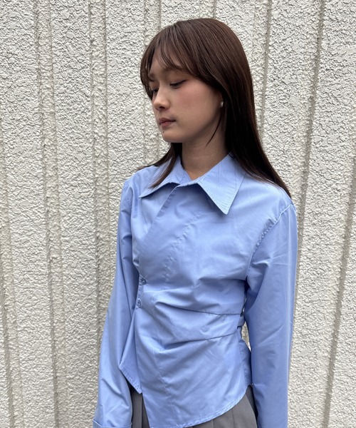 merrylatte(メリーラテ)の「WAIST TUCK CROSS SHIRT【IROHANI】(シャツ/ブラウス・レディース・ブルー・FREE)」の22枚目の写真