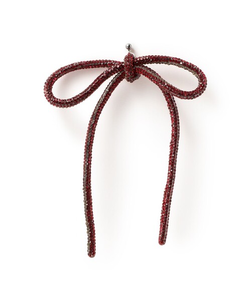 Ray BEAMS（レイビームス）の「LOTUS PINK / ラインストーン ボウ ピアス（ピアス（片耳用）・レディース・シルバー/レッド・ONE SIZE）」の2枚目の写真