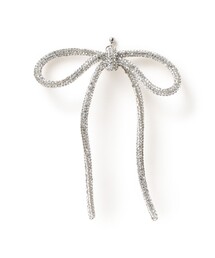 Ray BEAMS | LOTUS PINK / ラインストーン ボウ ピアス(ピアス（片耳用）)