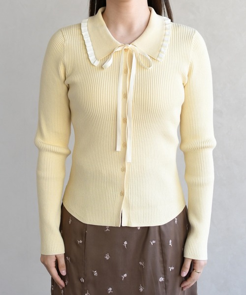 31 Sons de mode(トランテアン ソン ドゥ モード)の「2026春夏新作 襟フリルニット(ニット/セーター・レディース・オフホワイト/イエロー/ブラック・フリ-)」の19枚目の写真