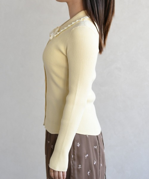 31 Sons de mode(トランテアン ソン ドゥ モード)の「2026春夏新作 襟フリルニット(ニット/セーター・レディース・オフホワイト/イエロー/ブラック・フリ-)」の20枚目の写真
