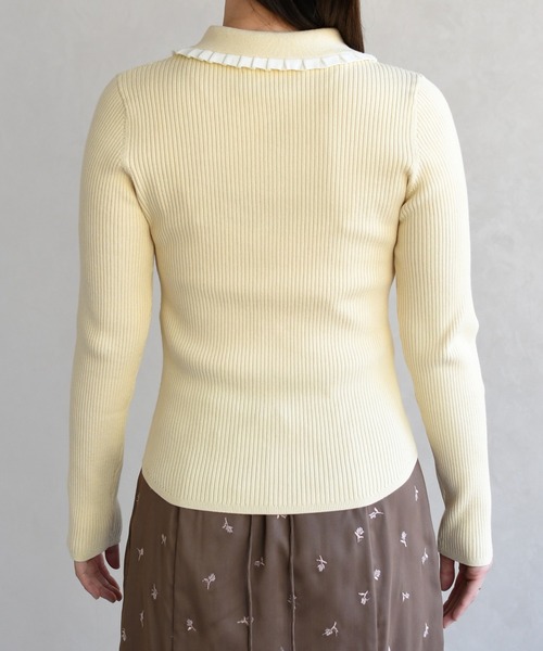 31 Sons de mode(トランテアン ソン ドゥ モード)の「2026春夏新作 襟フリルニット(ニット/セーター・レディース・オフホワイト/イエロー/ブラック・フリ-)」の21枚目の写真