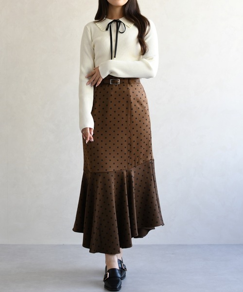 31 Sons de mode(トランテアン ソン ドゥ モード)の「2026春夏新作 襟フリルニット(ニット/セーター・レディース・オフホワイト/イエロー/ブラック・フリ-)」の7枚目の写真