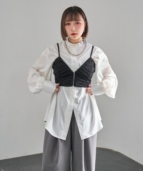 Mavie..7（メヴィセットゥ）の「【Mavie..7】チュールビスチェ（シャツ/ブラウス・レディース・ブラック・FREE）」の4枚目の写真