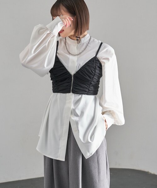 Mavie..7（メヴィセットゥ）の「【Mavie..7】チュールビスチェ（シャツ/ブラウス・レディース・ブラック・FREE）」の6枚目の写真