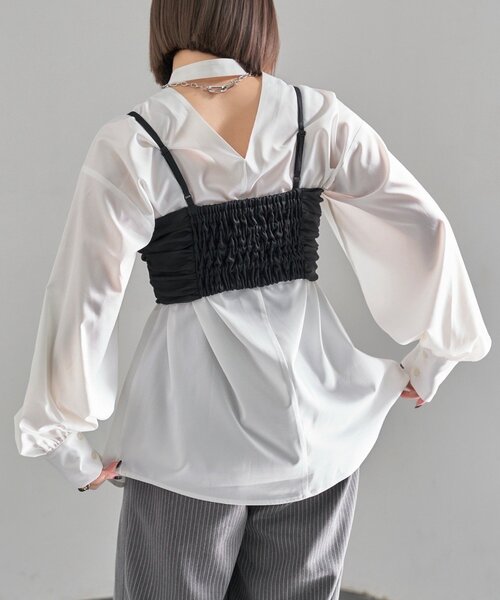 Mavie..7（メヴィセットゥ）の「【Mavie..7】チュールビスチェ（シャツ/ブラウス・レディース・ブラック・FREE）」の7枚目の写真