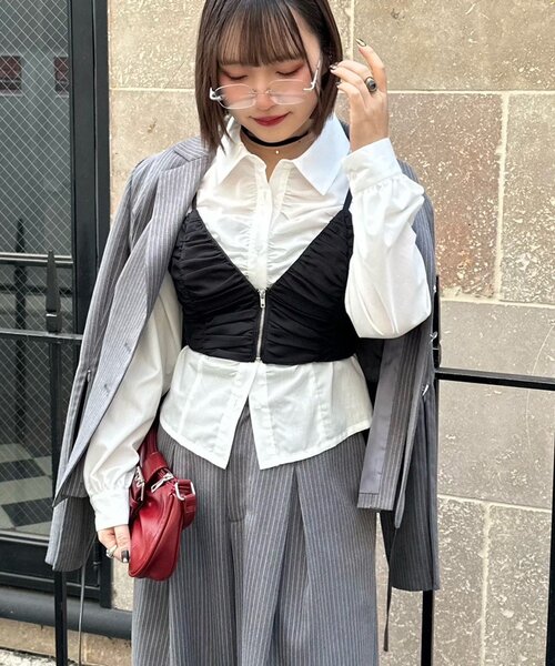 Mavie..7（メヴィセットゥ）の「【Mavie..7】チュールビスチェ（シャツ/ブラウス・レディース・ブラック・FREE）」の16枚目の写真