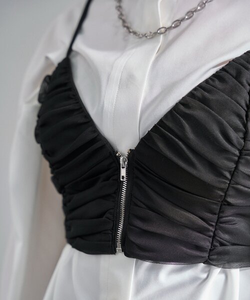 Mavie..7（メヴィセットゥ）の「【Mavie..7】チュールビスチェ（シャツ/ブラウス・レディース・ブラック・FREE）」の2枚目の写真