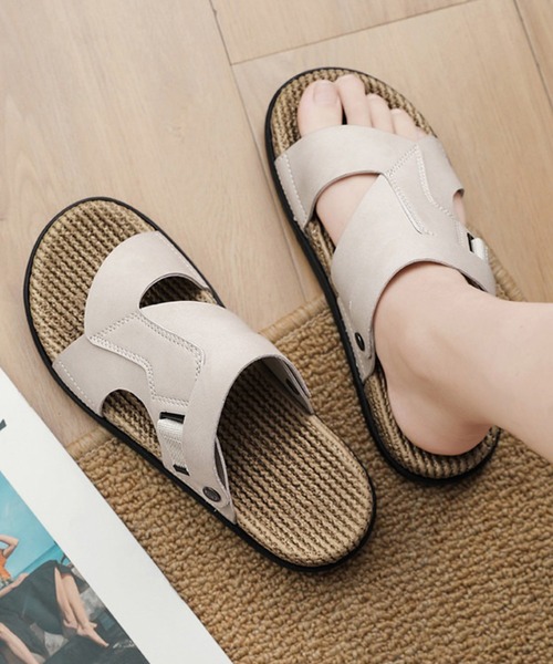 WESTBOY（ウエストボーイ）の「スウェードバックルデザインサンダル 編み込み風ソール ビーチサンダル WO26S4SD08（サンダル・メンズ・ホワイト/ブラウン/ブラック・44/43/42）」の5枚目の写真