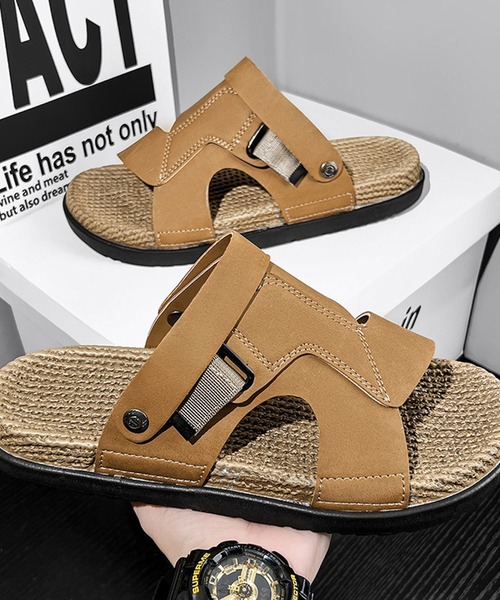 WESTBOY（ウエストボーイ）の「スウェードバックルデザインサンダル 編み込み風ソール ビーチサンダル WO26S4SD08（サンダル・メンズ・ホワイト/ブラウン/ブラック・44/43/42）」の10枚目の写真