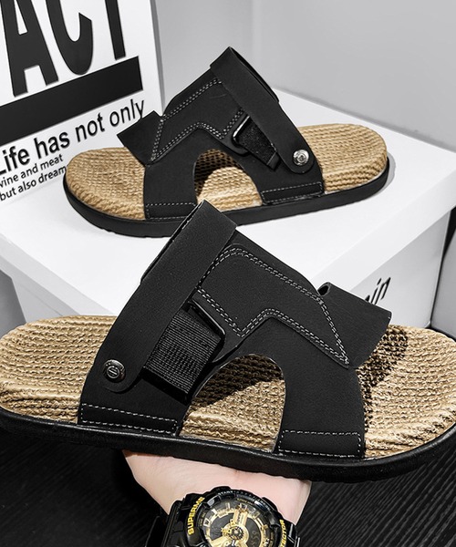 WESTBOY（ウエストボーイ）の「スウェードバックルデザインサンダル 編み込み風ソール ビーチサンダル WO26S4SD08（サンダル・メンズ・ホワイト/ブラウン/ブラック・44/43/42）」の11枚目の写真